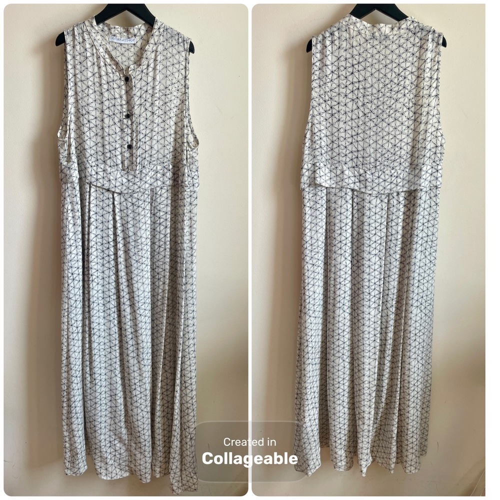 Creatures of Comfort silk long maxi dress black and white printed NYC size M